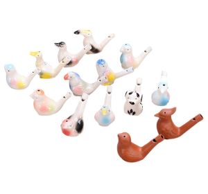 Ceramic Bird Warbler Water Whistles for Kids Bath Toys; Set of 14