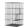 3-Tier Wire Cat Cage, Large Kennels Playpen with 3 Platforms, 3 Ramp Ladders and 4 Doors, 42" x 42" x 72", Black XH