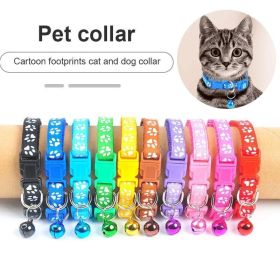 New Cute Bell Collar For Cats Dog Collar Teddy Bomei Dog Cartoon Funny Footprint Collars Leads Cat Accessories Animal Goods (Metal Color: Green, size: 1 Piece)