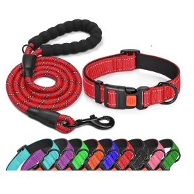 No Pull Dog Harness; Adjustable Nylon Dog Vest & Leashes For Walking Training; Pet Supplies (Color: Red, size: L)