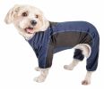 Pet Life Active 'Warm-Pup' Heathered Performance 4-Way Stretch Two-Toned Full Body Warm Up