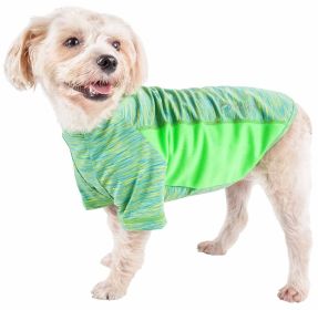 Pet Life Active 'Warf Speed' Heathered Ultra-Stretch Sporty Performance Dog T-Shirt (Color: Green, size: small)