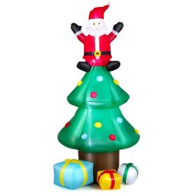 Christmas Decorations And Party Christmas Decor Inflatable W/ LED Lights (Color: Red & Green, size: 7 Ft)